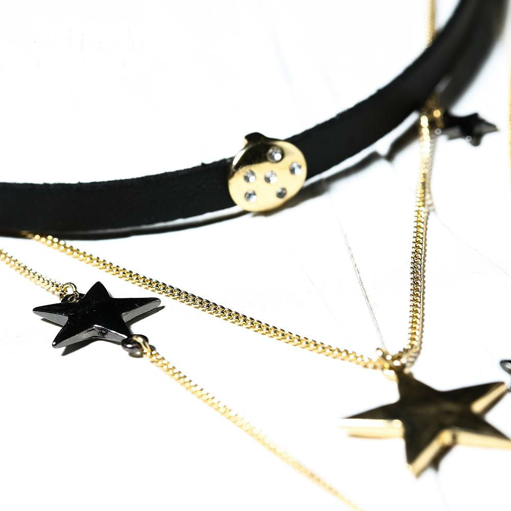 Moon and the Stars Necklace Leather choker necklace jewelry