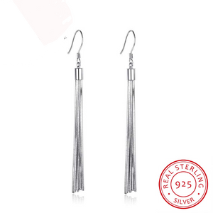 925 Sterling Silver Tassel Dangle Earrings