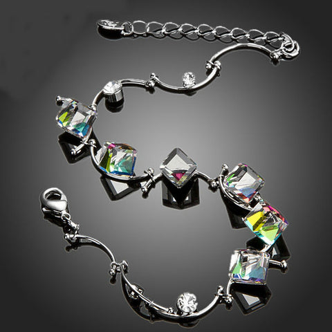 Image of Gradual change Color Cube Stellux Austrian Crystal Charm Bracelet