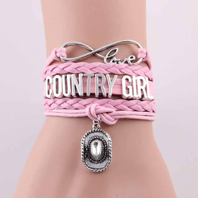 FREE country girl bracelet cowboy hat charm bracelets & bangles (Just Pay Shipping)