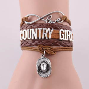 FREE country girl bracelet cowboy hat charm bracelets & bangles (Just Pay Shipping)