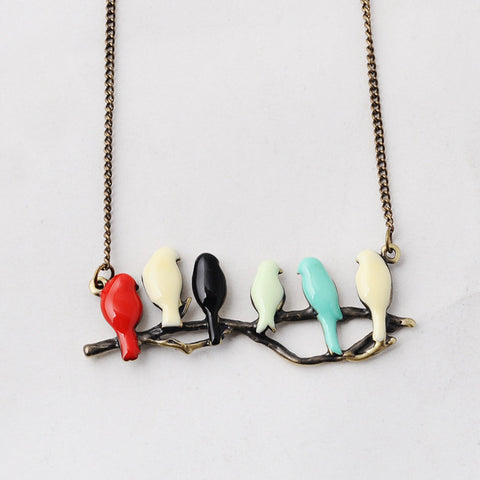 Image of lovely bird on branch necklace fashion pendant women  jewelry