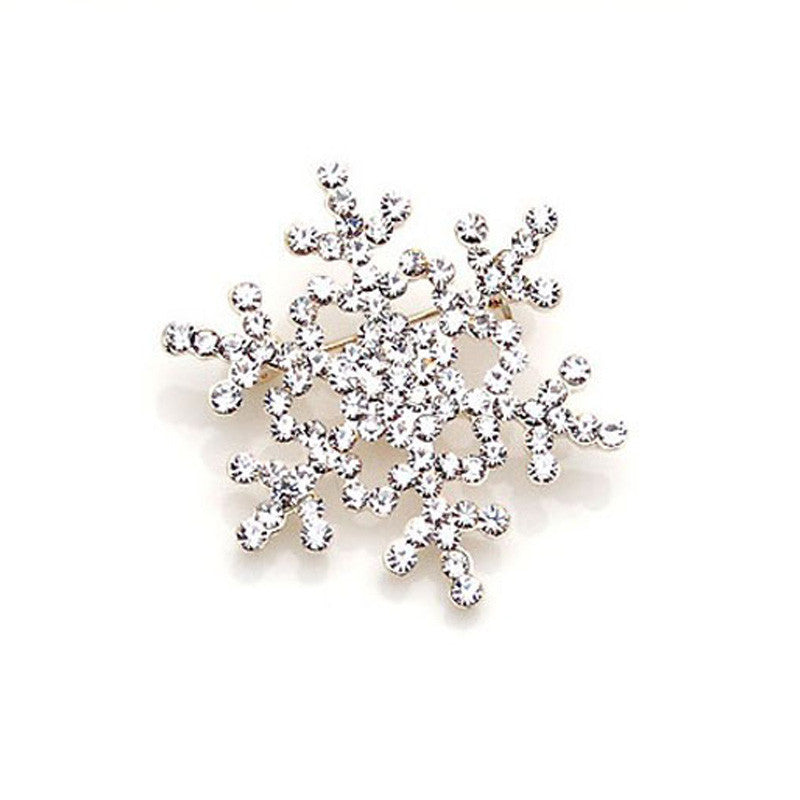 Snowflake Brooch Pin Crystal Rhinestone