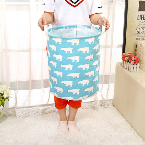 Cotton Linen Waterproof Laundry Basket Folding Clothes Storage Box/Basket/Bucket Children Toys Organizer Container