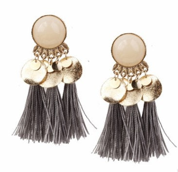 Image of Bohemian Gold & Tassel Dangle Earrings