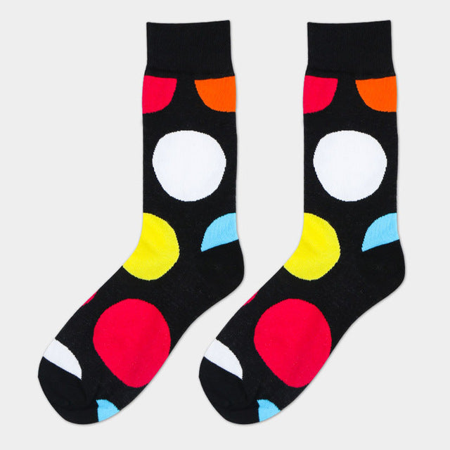 Mens Striped Cotton Jacquard Socks Colorful Art Socks
