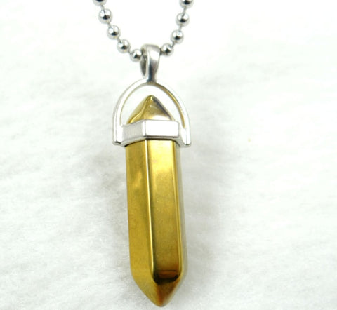 Image of Natural Stone Chakra Crystal pendant in Titanium in stainless steel necklace