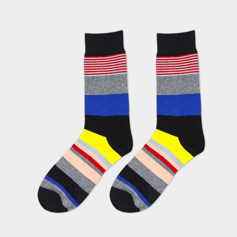 Mens Striped Cotton Jacquard Socks Colorful Art Socks