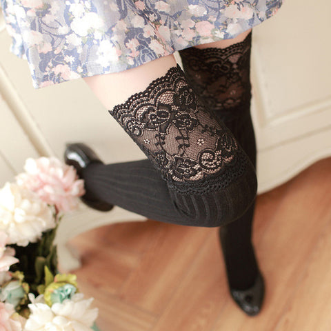 Image of 1Pair Sexy Stocking Warm Lace Thigh High Over The Knee Stockings
