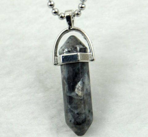Natural Stone Chakra Crystal pendant in Titanium in stainless steel necklace