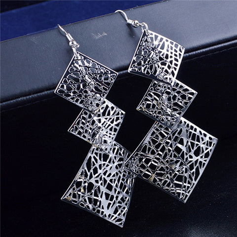 Image of Rock Punk Big Leaf Geometric Water Drop Metal Long Dangle Earrings For Women Bohemian Fashion Jewelry