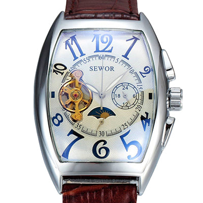 Image of Tourbillon Clock Tonneau Watch Automatic Wristwatch Mechanical