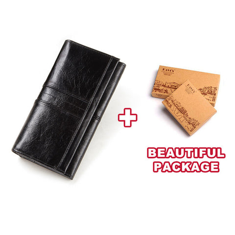 Image of Genuine Leather Women Clutch Wallet and Female Coin Purse Clamp For Card Holder wallet Wallets