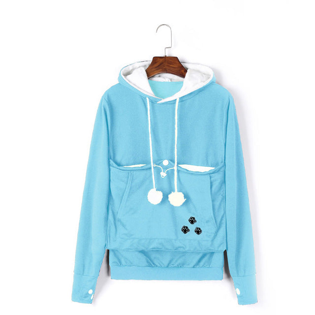 Cat Lovers Hoodies With Cuddle Pouch With Cat Ears Sweatshirt