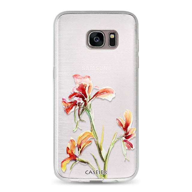 Floral Flowers Leaves Phone Case For Samsung Galaxy S6 S7 Edge S8 Plus Note 8 Cases Capa Soft TPU Flowers Cover Silicone Shell Coque