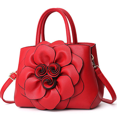 Image of Gorgeous Floral Leather Handbag or Purse  with Shoulder or Crossbody strap