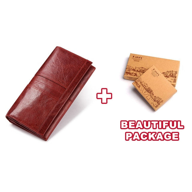Genuine Leather Women Clutch Wallet and Female Coin Purse Clamp For Card Holder wallet Wallets