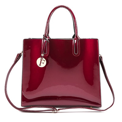 Red Patent Leather Handbag with Shoulder Strap
