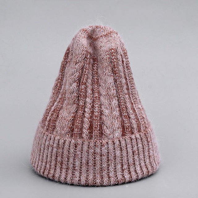 Winter Hat Real Rabbit Fur Unisex Beanie Hat