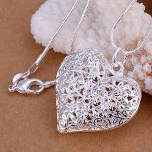 Free Silver Sand Flower heart pendant necklace (just pay shipping)