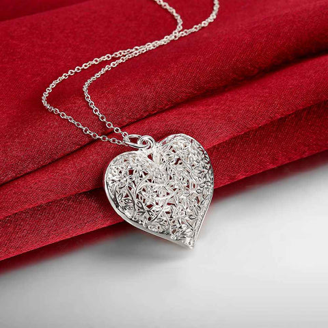 Image of Free Silver Sand Flower heart pendant necklace (just pay shipping)